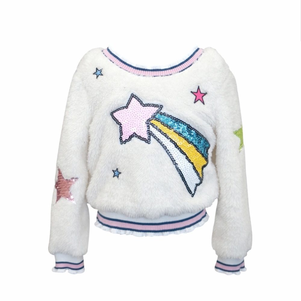 NWT Hannah Banana Girls Patchwork Soft SHERPA TOP